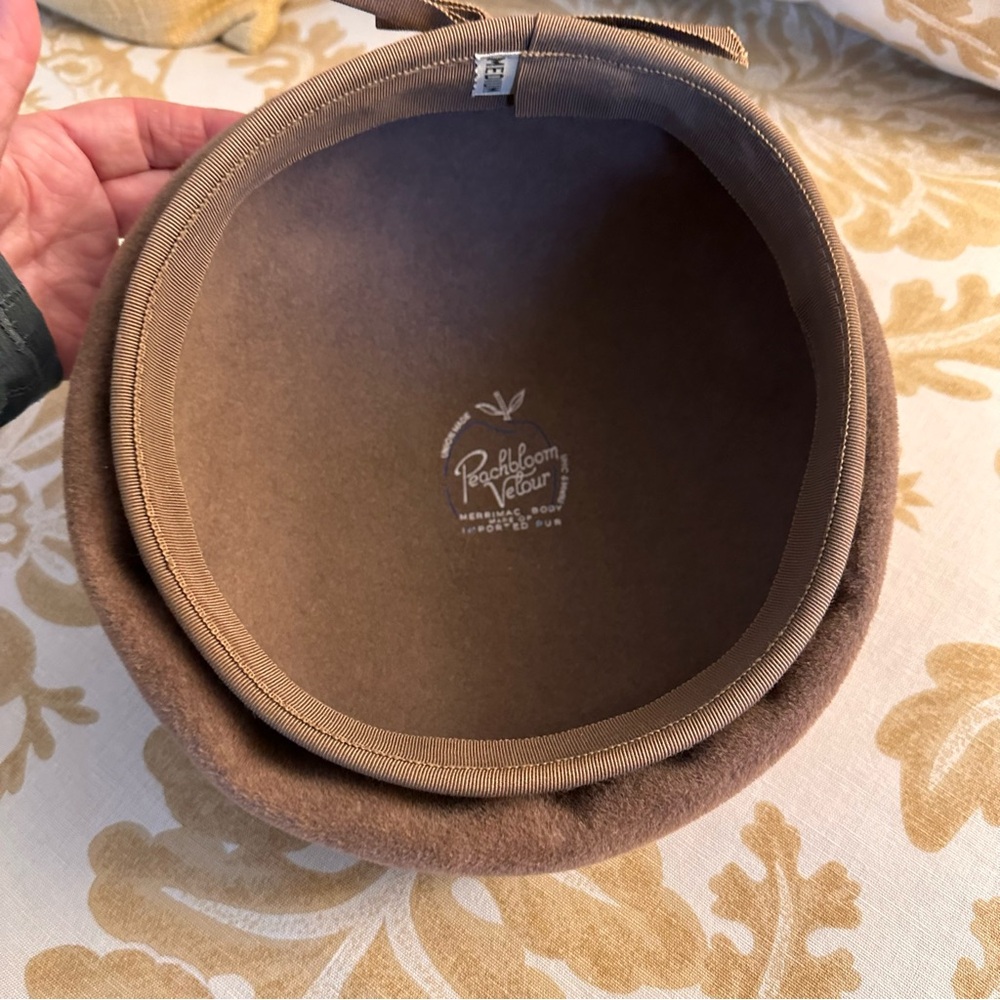 Vintage Peach bloom Velour Pillbox Hat - Picture 5 of 9